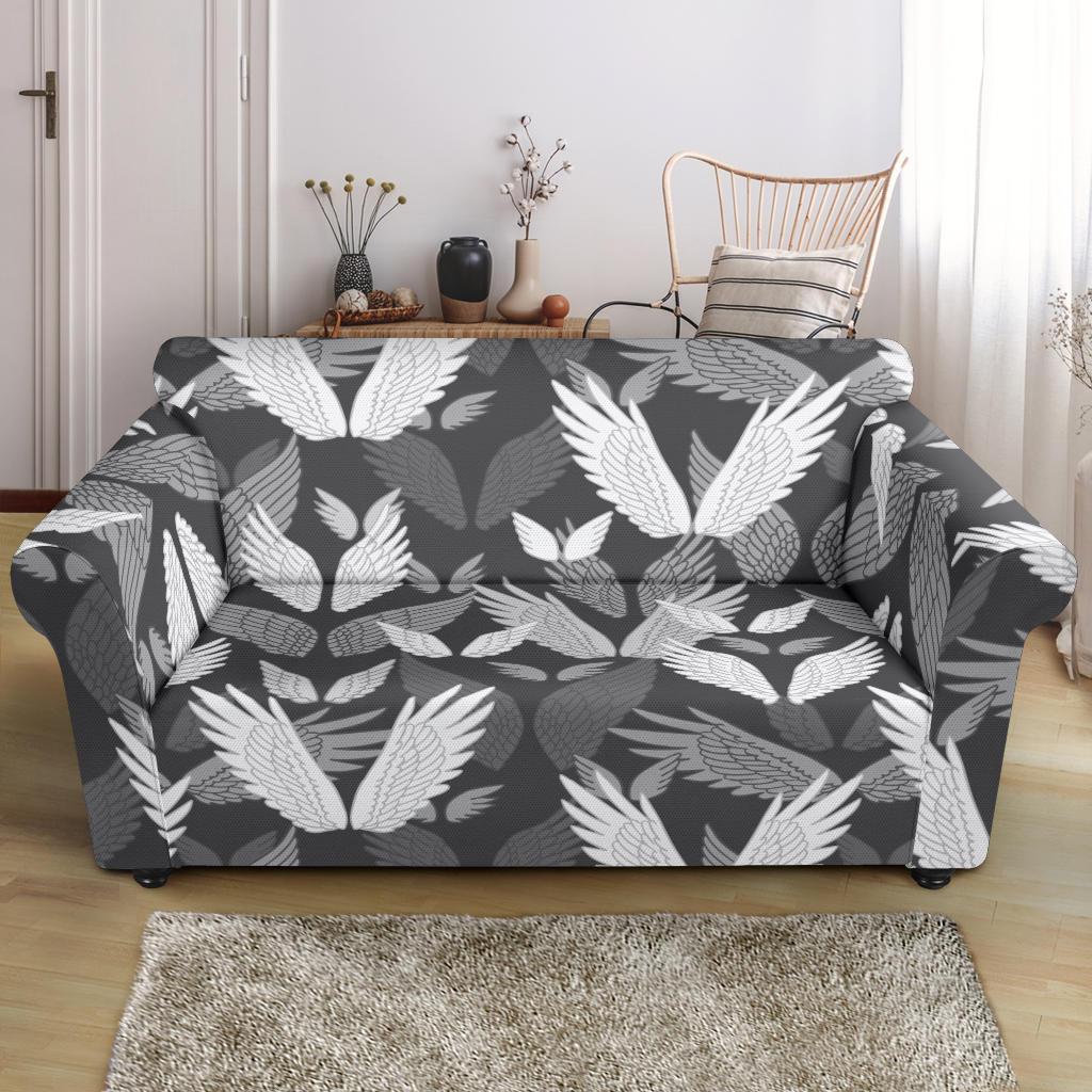 Angel Wings Pattern Design Themed Print Loveseat Slipcover-JTAMIGO.COM