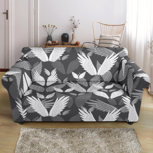Angel Wings Pattern Design Themed Print Loveseat Slipcover-JTAMIGO.COM