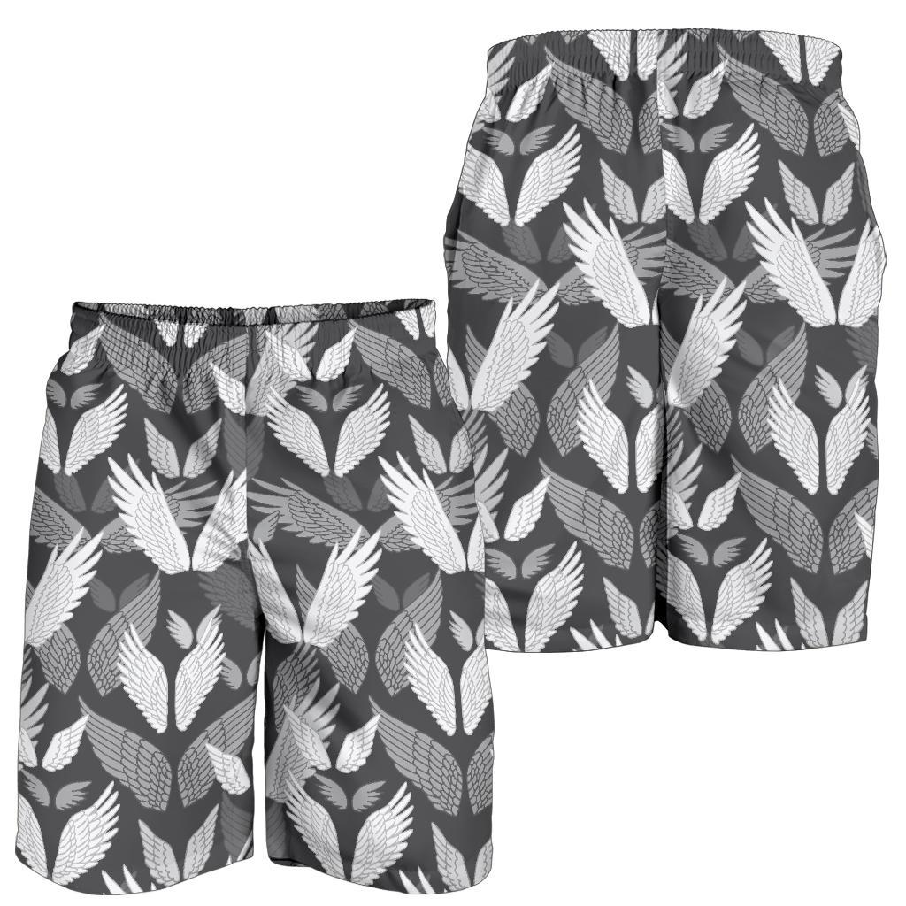 Angel Wings Pattern Design Themed Print Mens Shorts-JTAMIGO.COM