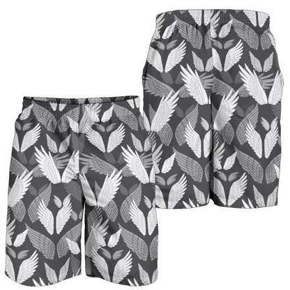 Angel Wings Pattern Design Themed Print Mens Shorts-JTAMIGO.COM