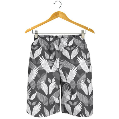 Angel Wings Pattern Design Themed Print Mens Shorts-JTAMIGO.COM