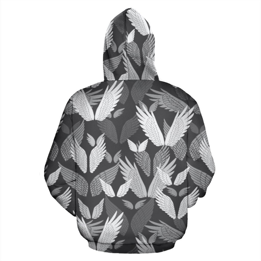 Angel Wings Pattern Design Themed Print Pullover Hoodie