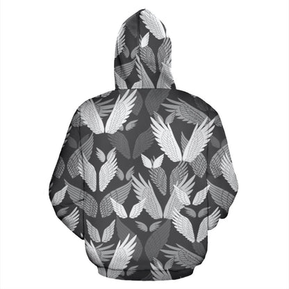 Angel Wings Pattern Design Themed Print Pullover Hoodie