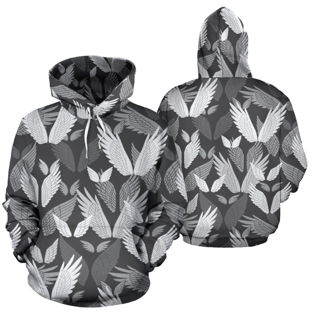 Angel Wings Pattern Design Themed Print Pullover Hoodie