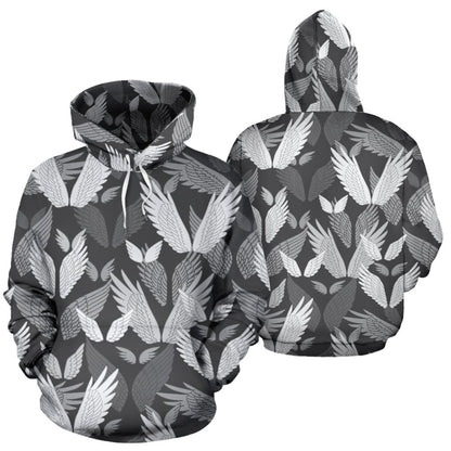 Angel Wings Pattern Design Themed Print Pullover Hoodie