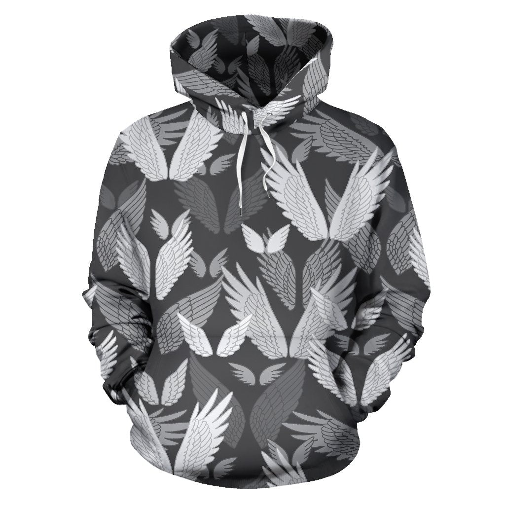 Angel Wings Pattern Design Themed Print Pullover Hoodie