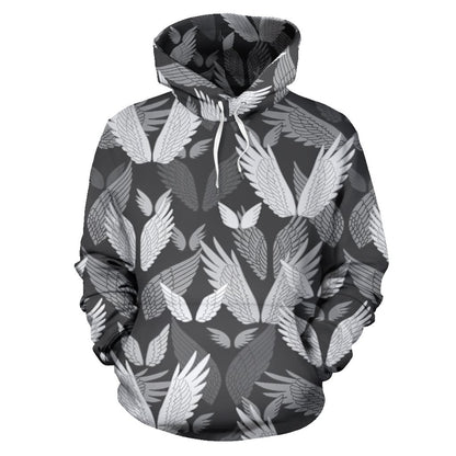 Angel Wings Pattern Design Themed Print Pullover Hoodie