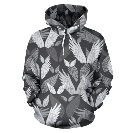 Angel Wings Pattern Design Themed Print Pullover Hoodie