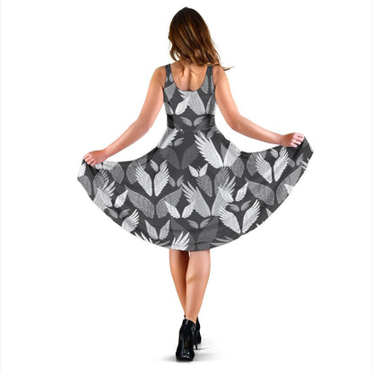 Angel Wings Pattern Design Themed Print Sleeveless Dress