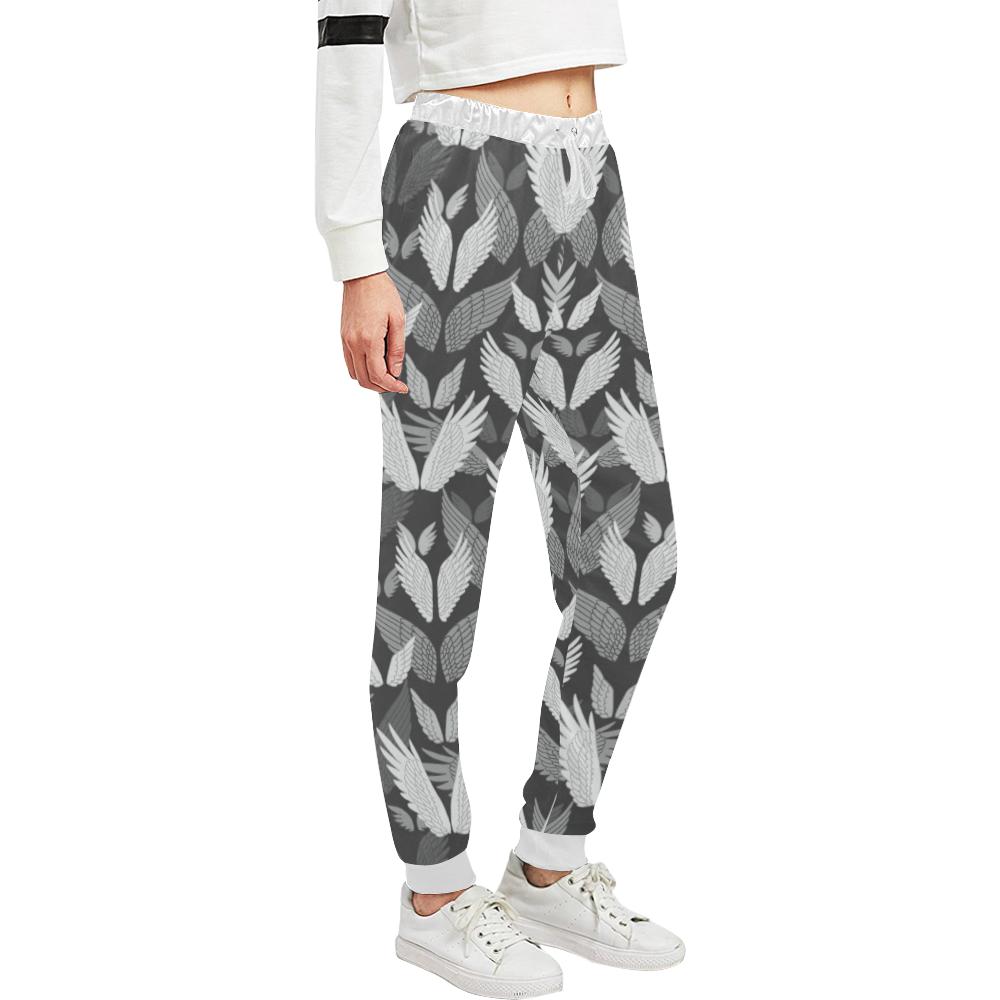 Angel Wings Pattern Design Themed Print Unisex Casual Sweatpants (Model L11)-JTAMIGO.COM