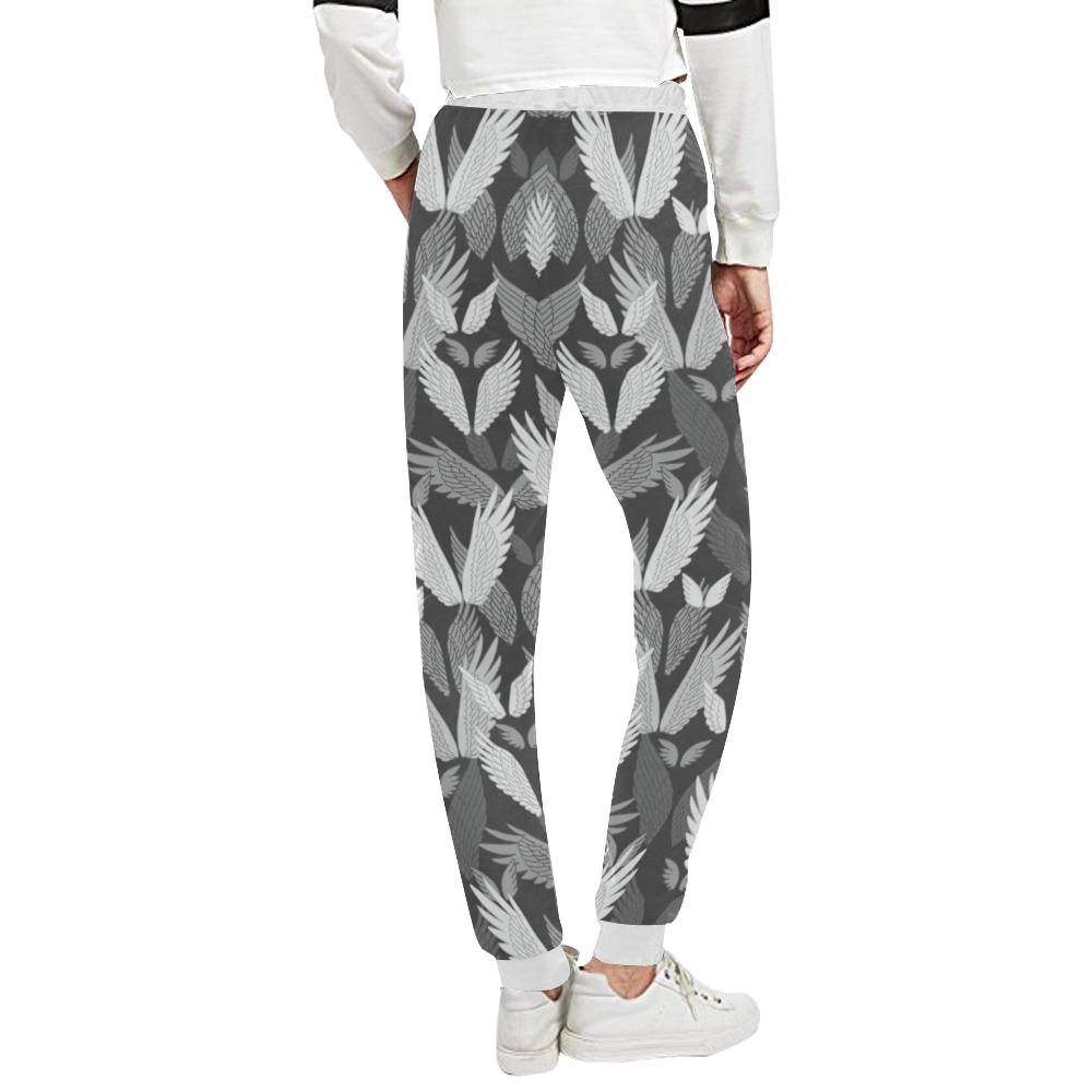 Angel Wings Pattern Design Themed Print Unisex Casual Sweatpants (Model L11)-JTAMIGO.COM