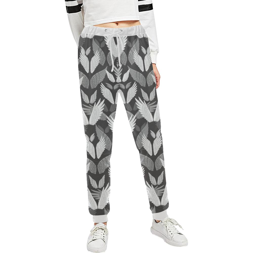 Angel Wings Pattern Design Themed Print Unisex Casual Sweatpants (Model L11)-JTAMIGO.COM
