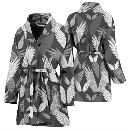 Angel Wings Pattern Design Themed Print Women Bath Robe-JTAMIGO.COM