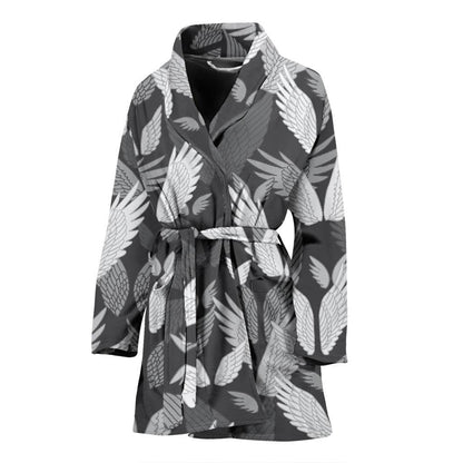Angel Wings Pattern Design Themed Print Women Bath Robe-JTAMIGO.COM