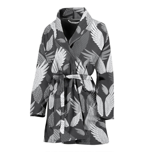 Angel Wings Pattern Design Themed Print Women Bath Robe-JTAMIGO.COM