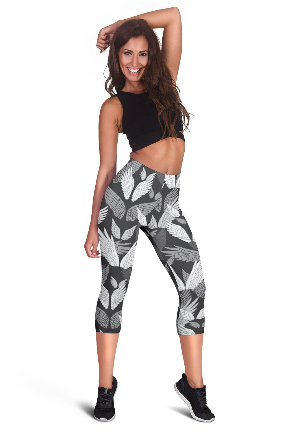 Angel Wings Pattern Design Themed Print Women Capris