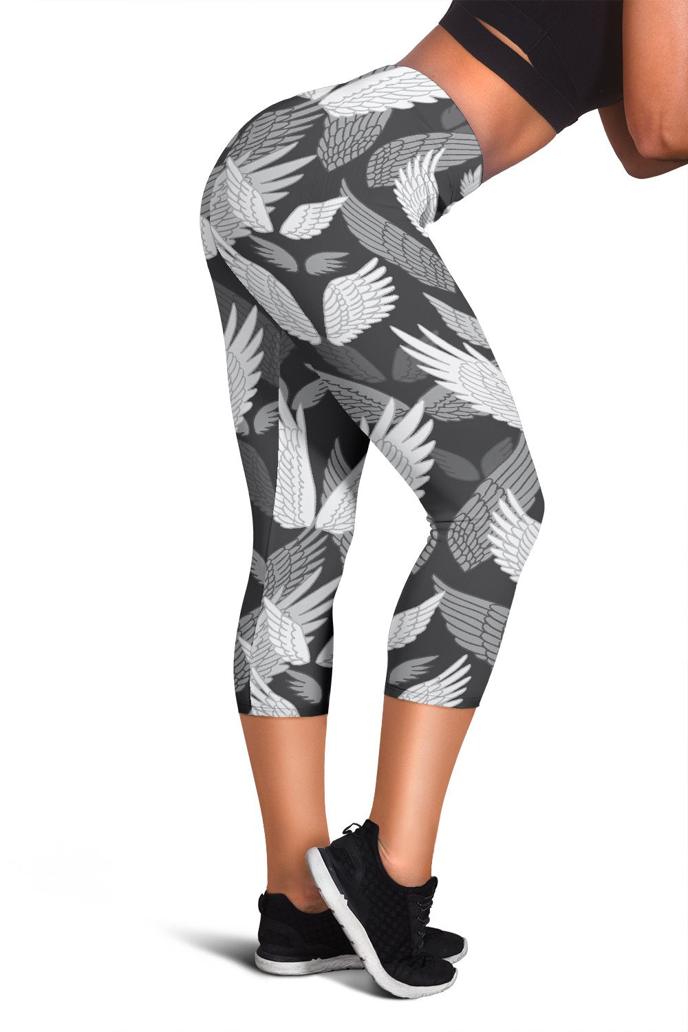 Angel Wings Pattern Design Themed Print Women Capris
