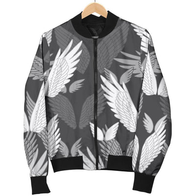 Angel Wings Pattern Design Themed Print Women Casual Bomber Jacket