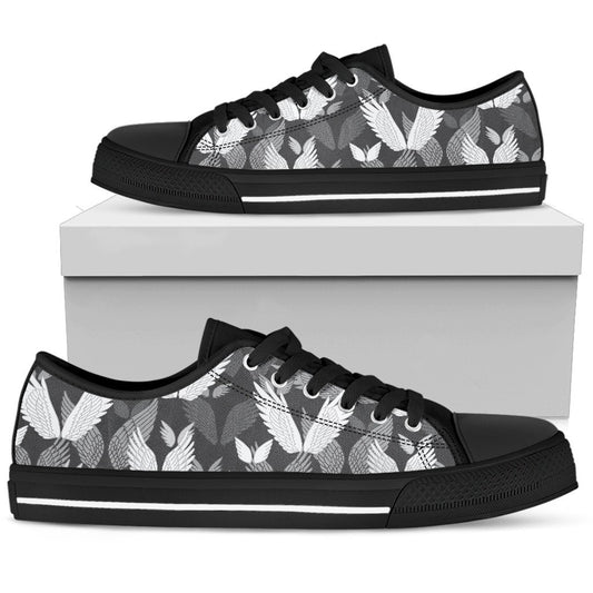 Angel Wings Pattern Design Themed Print Women Low Top Shoes