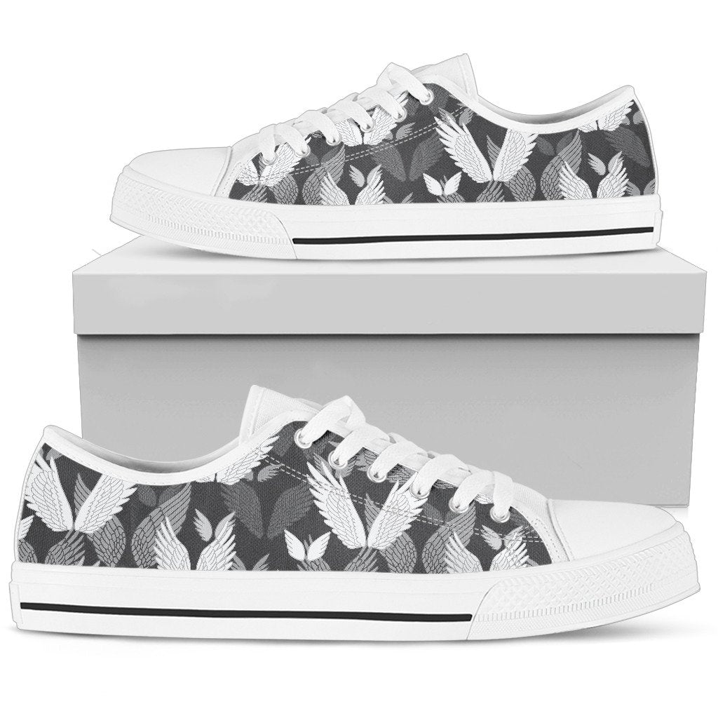 Angel Wings Pattern Design Themed Print Women Low Top Shoes