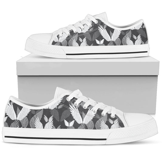 Angel Wings Pattern Design Themed Print Women Low Top Shoes
