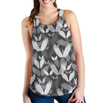 Angel Wings Pattern Design Themed Print Women Racerback Tank Top