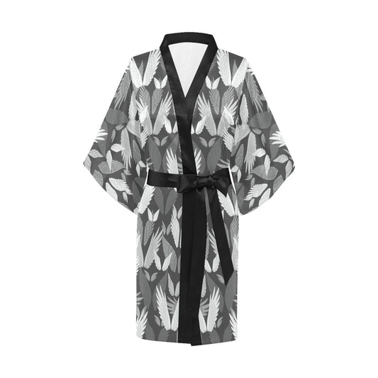 Angel Wings Pattern Design Themed Print Women Short Kimono Robe