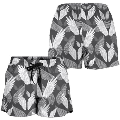 Angel Wings Pattern Design Themed Print Women Shorts-JTAMIGO.COM
