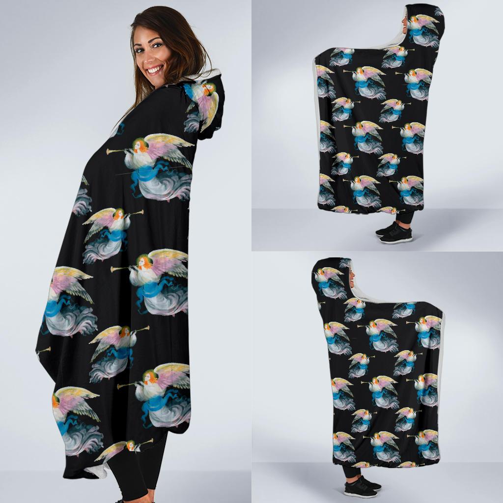 Angel with Wings Beautiful Design Print Hooded Blanket-JTAMIGO.COM
