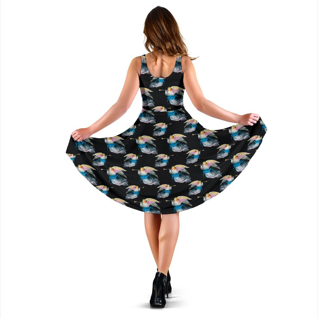 Angel With Wings Beautiful Design Print Sleeveless Dress