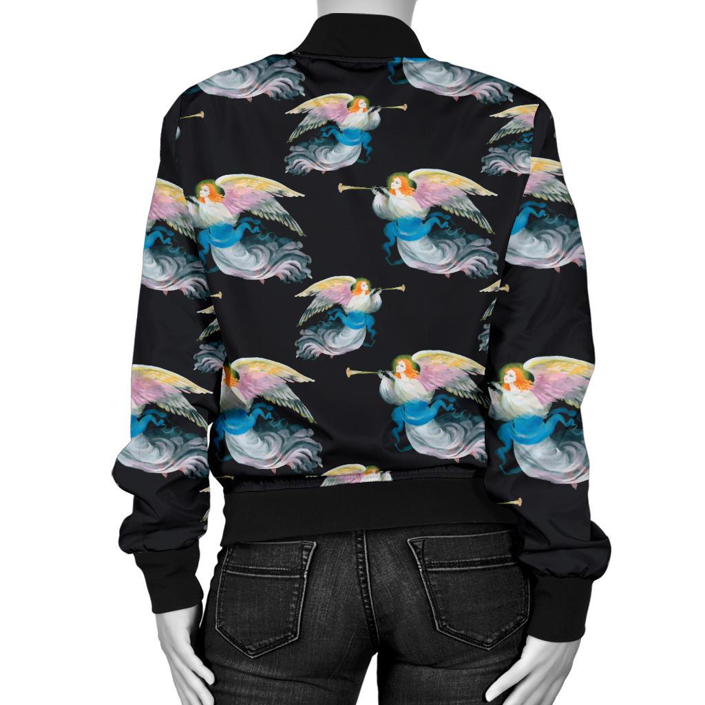Angel with Wings Beautiful Design Print Women Casual Bomber Jacket