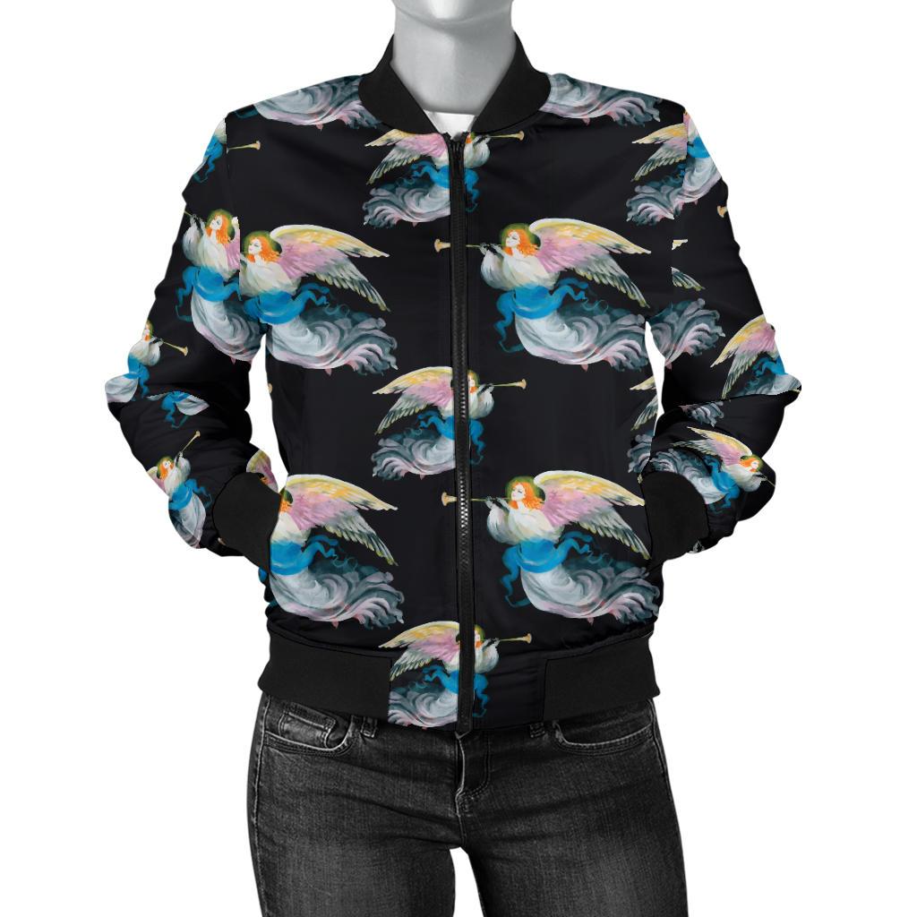 Angel with Wings Beautiful Design Print Women Casual Bomber Jacket