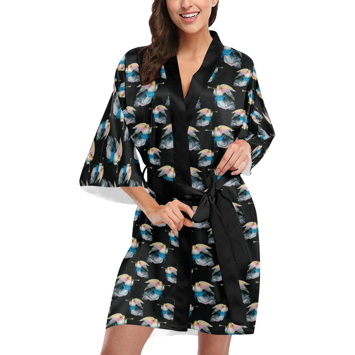 Angel with Wings Beautiful Design Print Women Short Kimono Robe