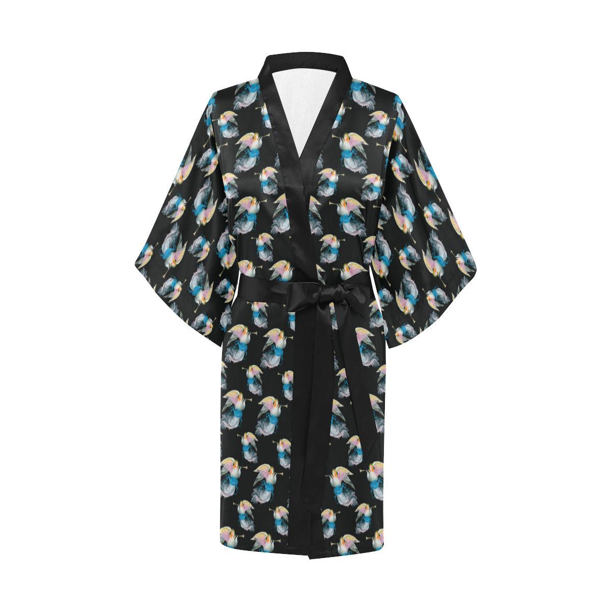 Angel with Wings Beautiful Design Print Women Short Kimono Robe
