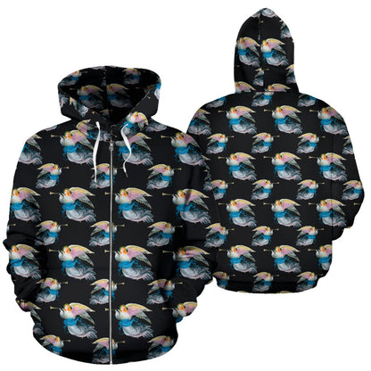 Angel with Wings Beautiful Design Print Zip Up Hoodie