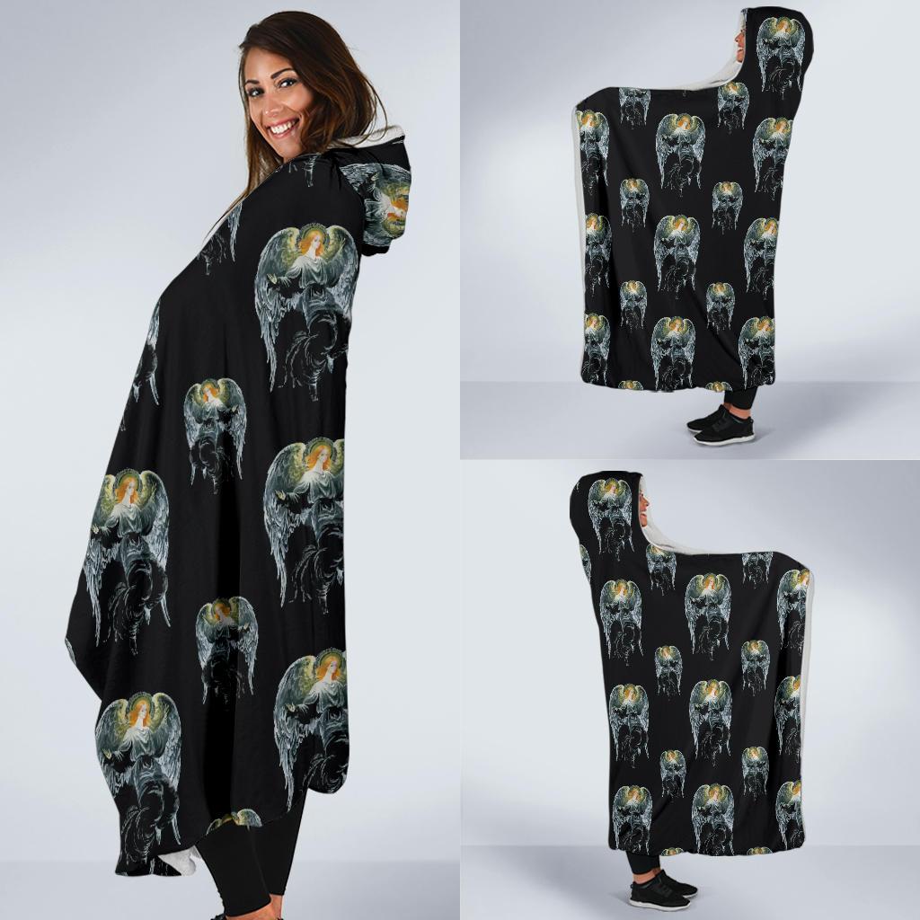 Angel with Wings Cute Design Print Hooded Blanket-JTAMIGO.COM