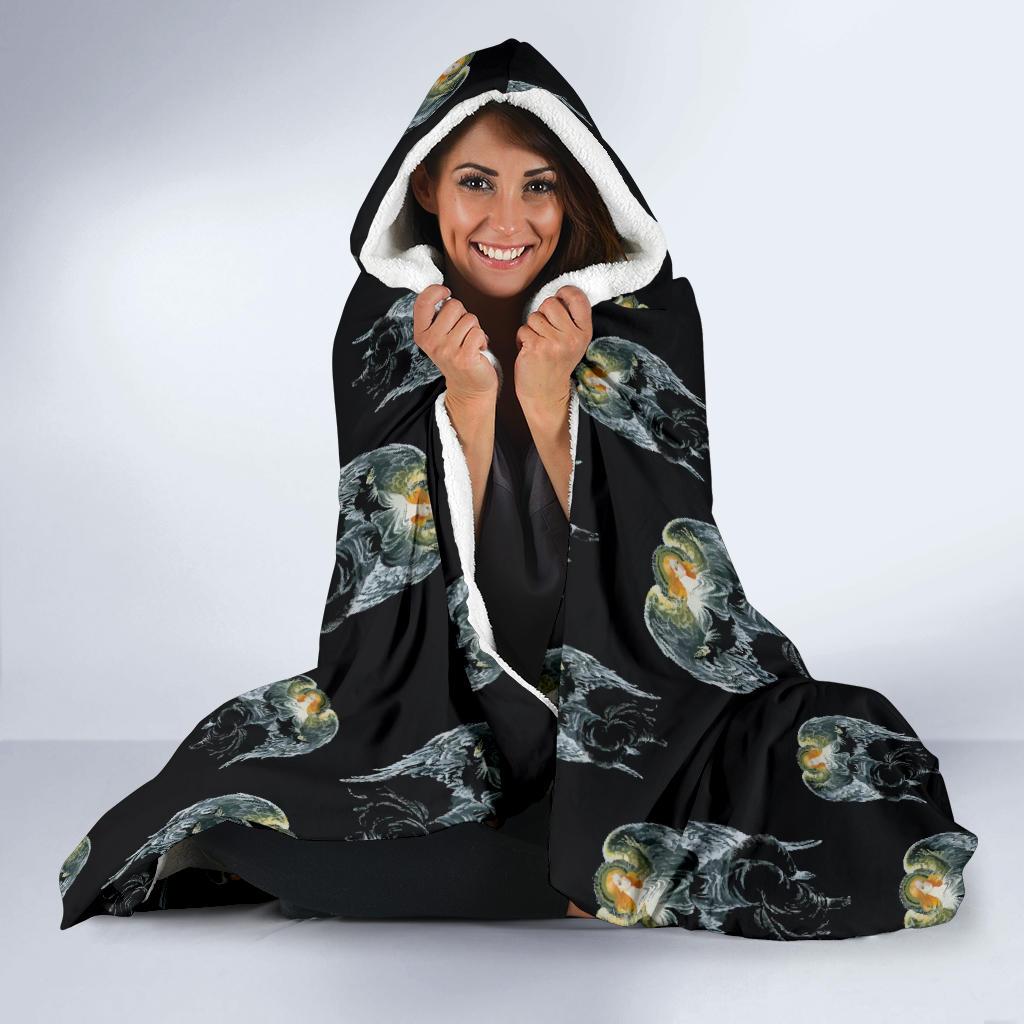Angel with Wings Cute Design Print Hooded Blanket-JTAMIGO.COM