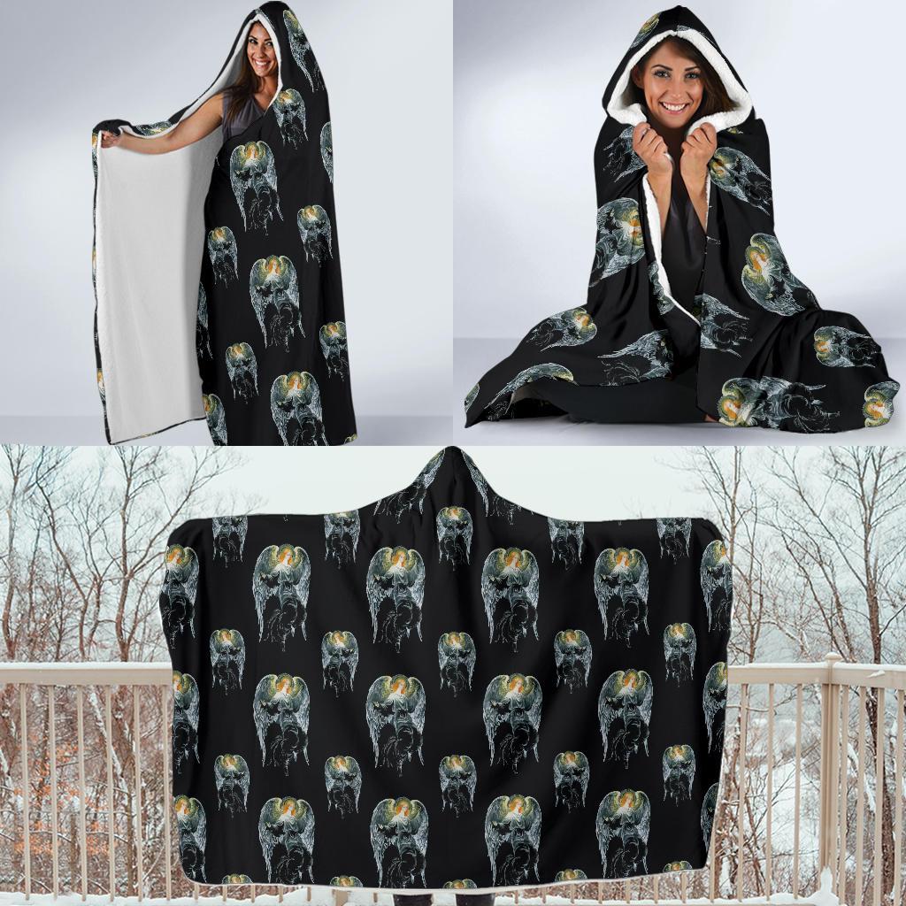 Angel with Wings Cute Design Print Hooded Blanket-JTAMIGO.COM