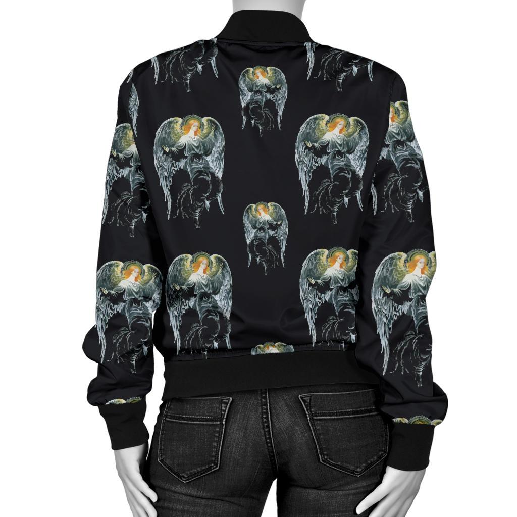 Angel With Wings Cute Design Print Women Casual Bomber Jacket