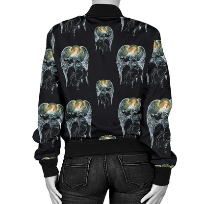 Angel With Wings Cute Design Print Women Casual Bomber Jacket