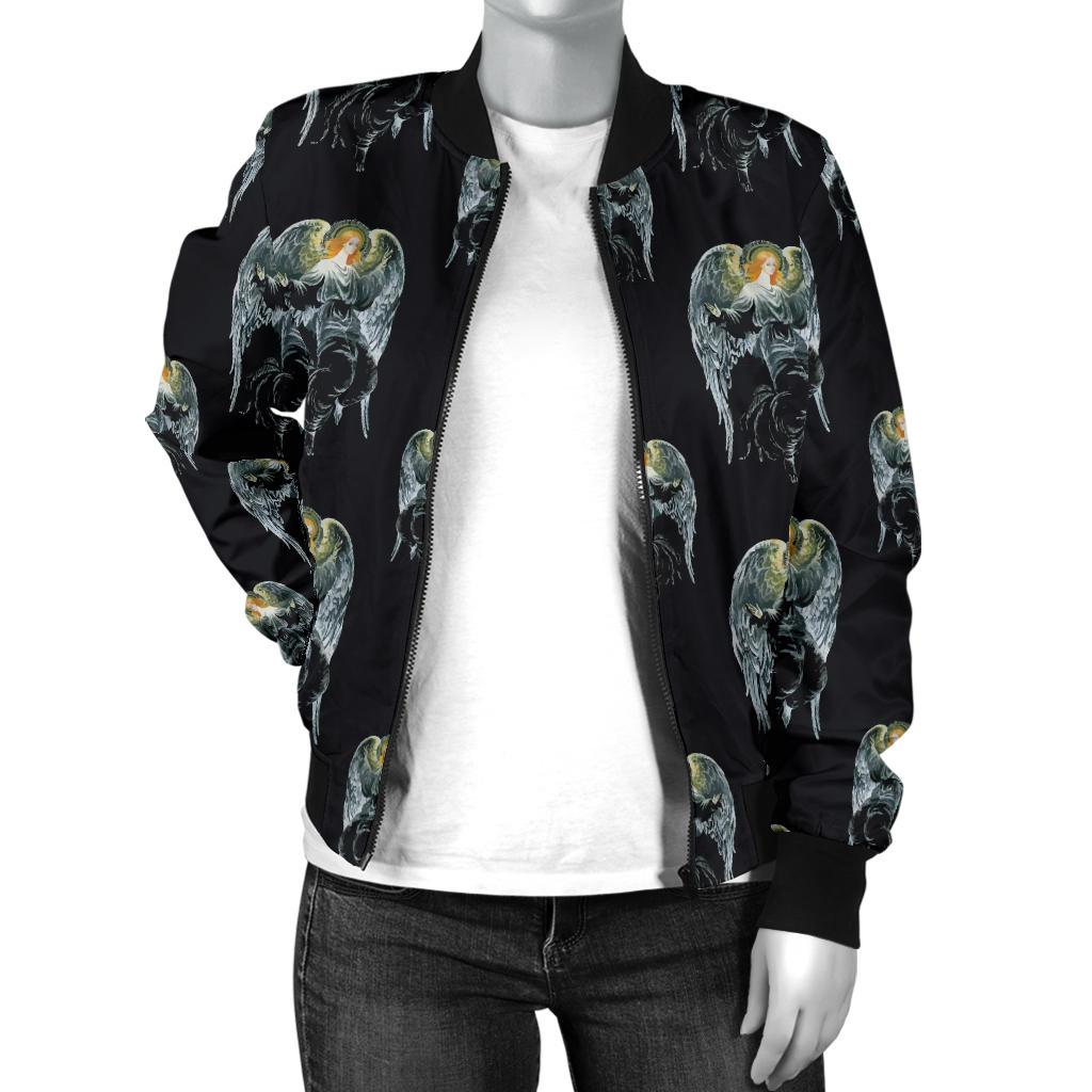 Angel With Wings Cute Design Print Women Casual Bomber Jacket