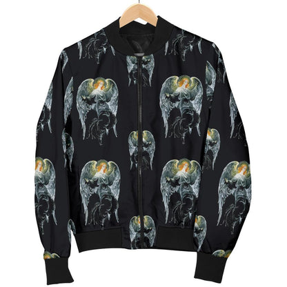 Angel With Wings Cute Design Print Women Casual Bomber Jacket
