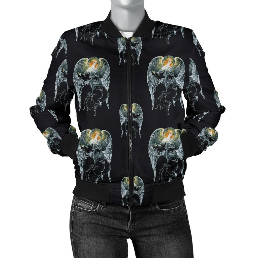 Angel With Wings Cute Design Print Women Casual Bomber Jacket