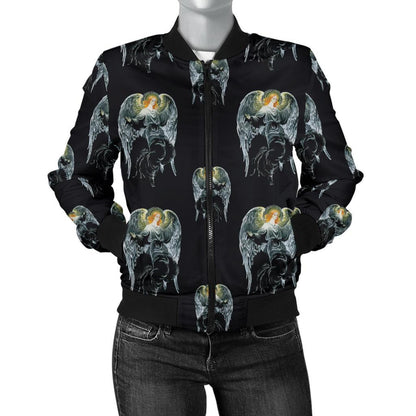 Angel With Wings Cute Design Print Women Casual Bomber Jacket
