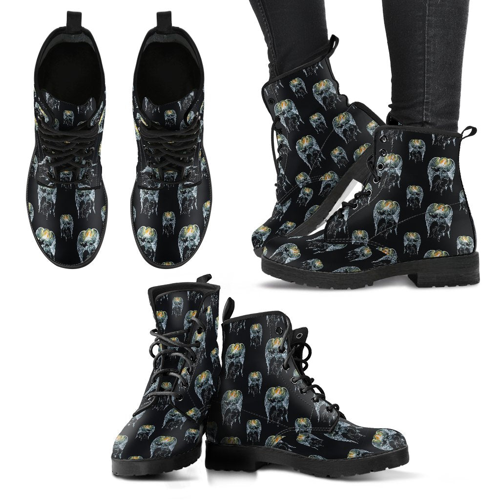 Angel with Wings Cute Design Print Women Leather Boots-JTAMIGO.COM