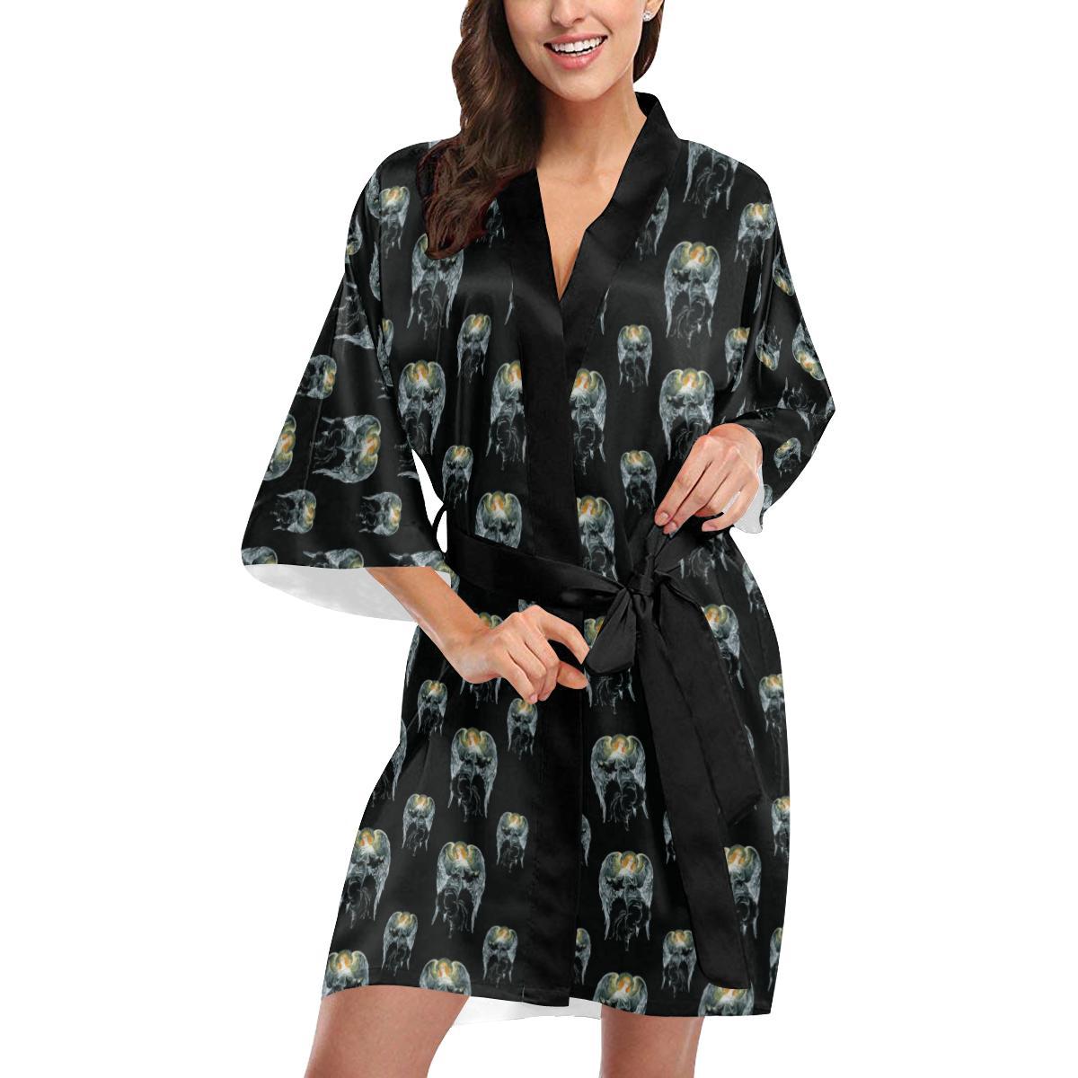 Angel with Wings Cute Design Print Women Short Kimono Robe