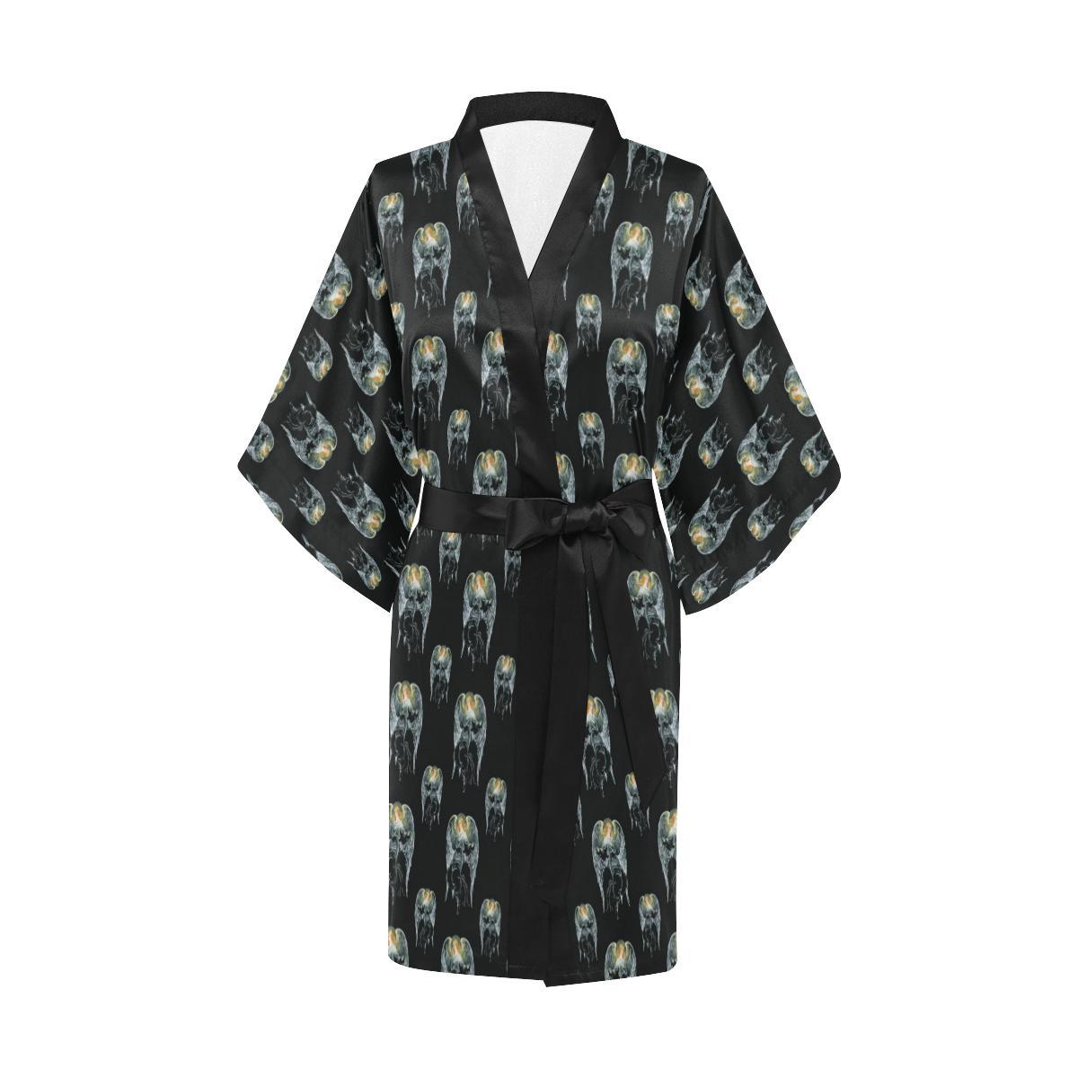 Angel with Wings Cute Design Print Women Short Kimono Robe