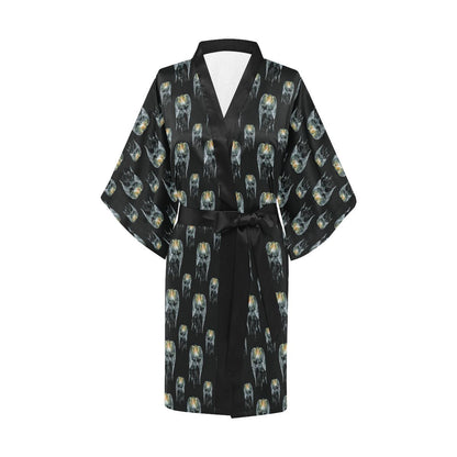 Angel with Wings Cute Design Print Women Short Kimono Robe