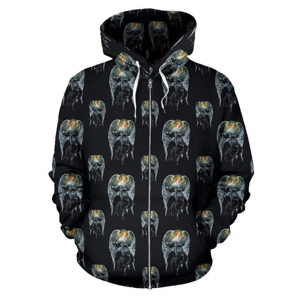 Angel with Wings Cute Design Print Zip Up Hoodie
