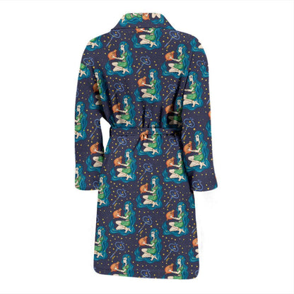 Aquarius Zodiac Pattern Print Design 03 Men Bathrobe-JORJUNE.COM